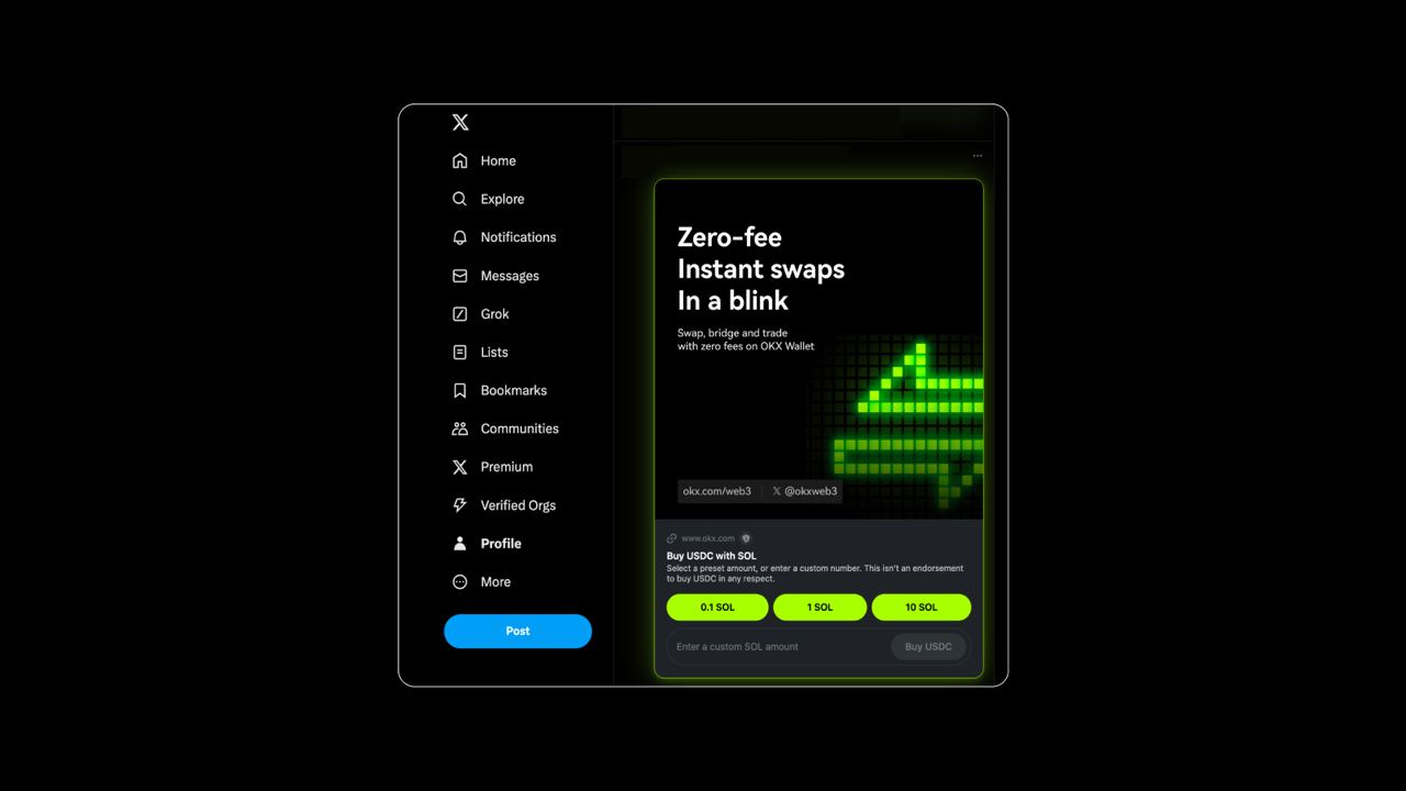 Ví Web3 OKX tích hợp Blinks, cho phép giao dịch Solana và NFT miễn phí trên mạng xã hội