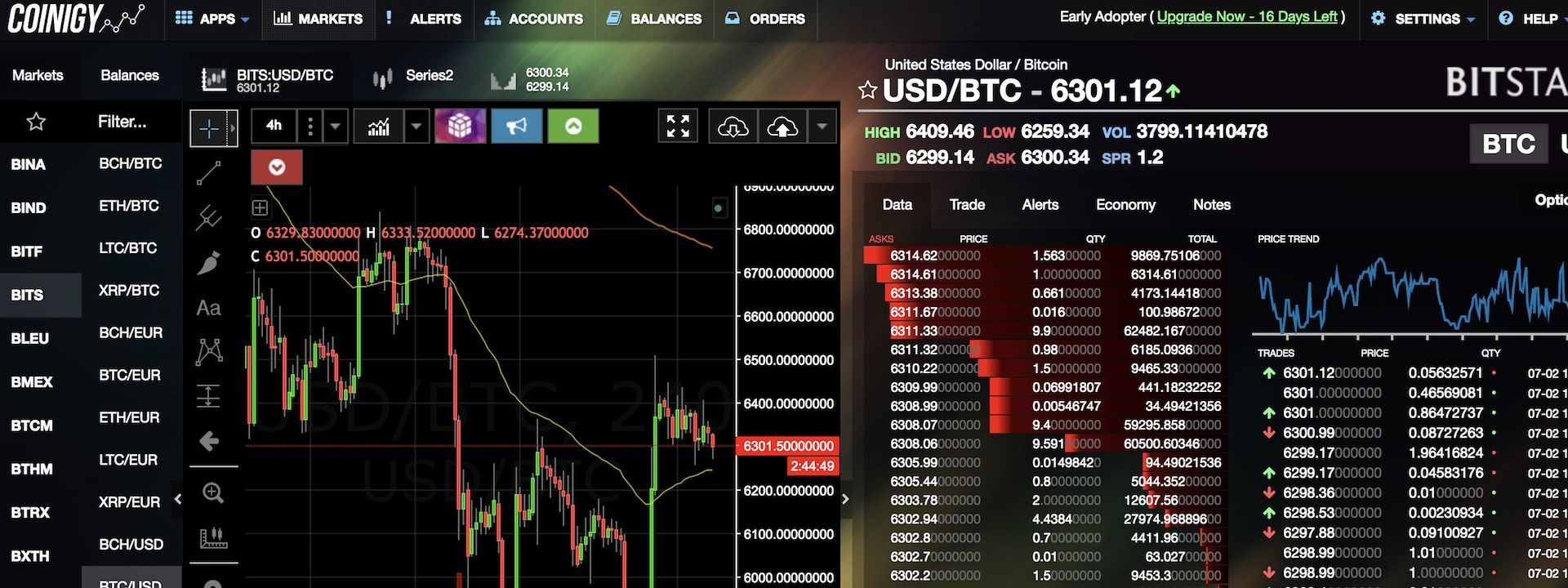 Review Coinigy: Trade trên nhiều sàn từ một chỗ, chart đẹp từ TradingView