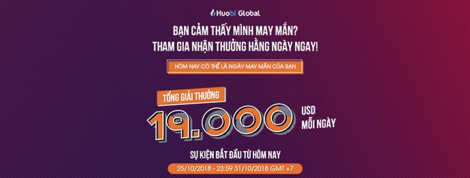 Huobi Pro trao thưởng lên đến $19.000 mỗi ngày cho chương trình mới