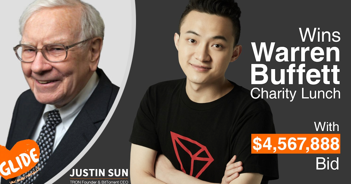 Justin Sun thắng phiên đấu giá ăn trưa với tỷ phú Warren Buffett trị giá gần 4,6 triệu đô la