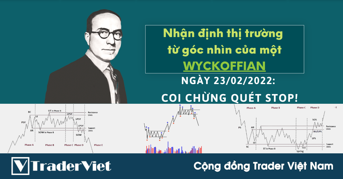 Nhận định thị trường dưới góc nhìn Phương pháp Wyckoff - 23/02/2022 - Coi chừng quét Stop!